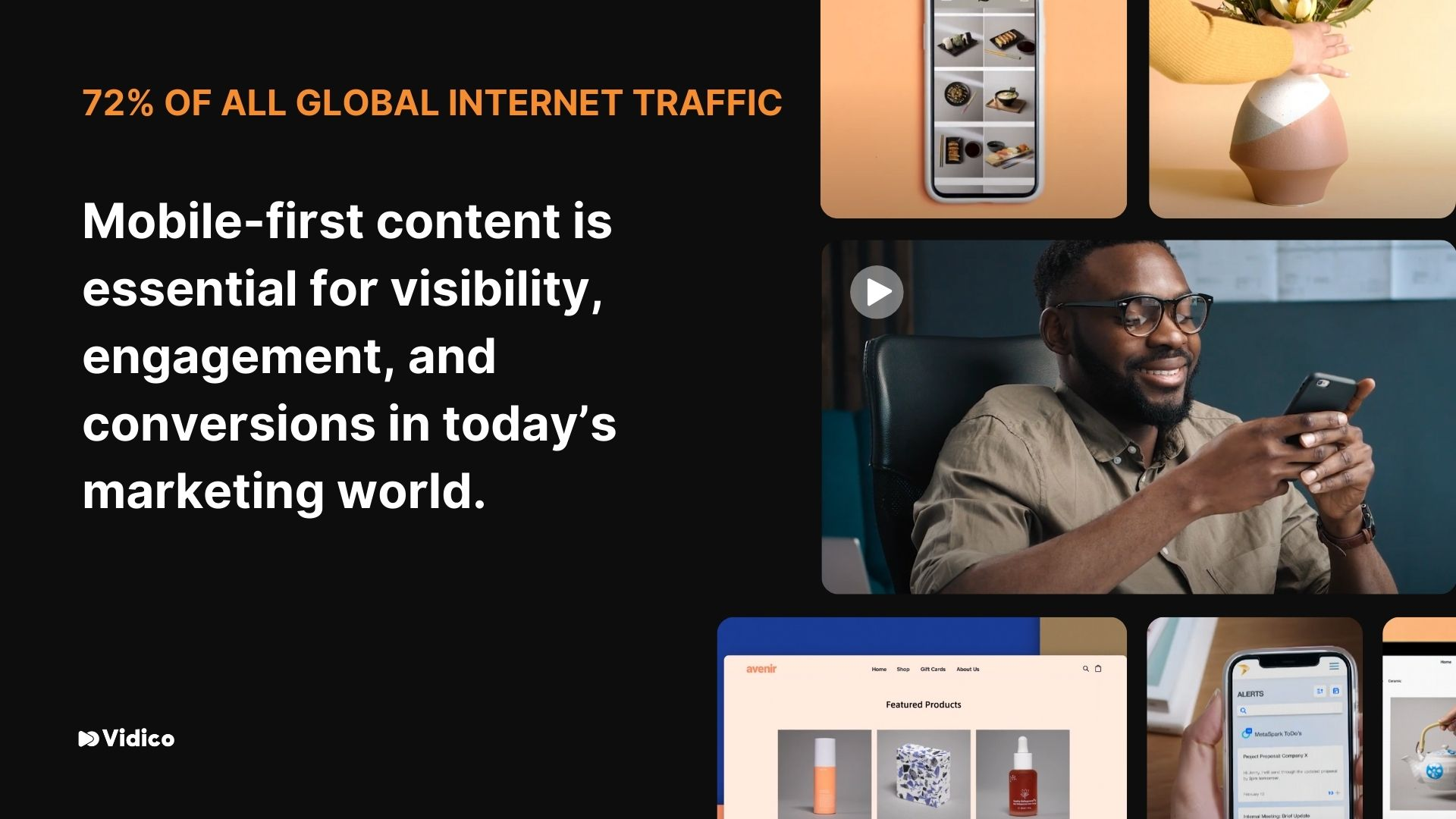 Infographics about 72% of all global internet traffic