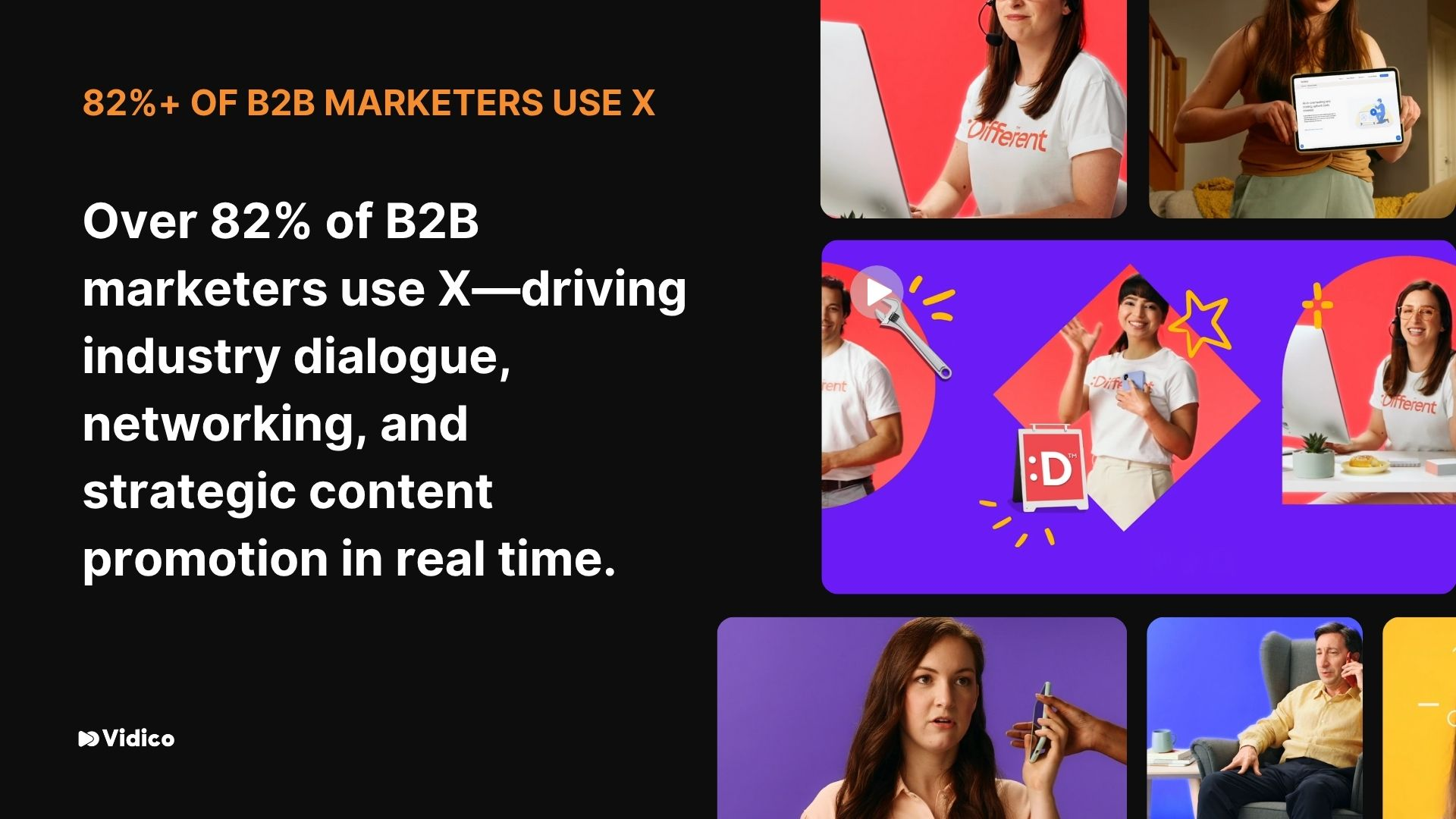 Infographics about 82%+ of B2B marketers use X