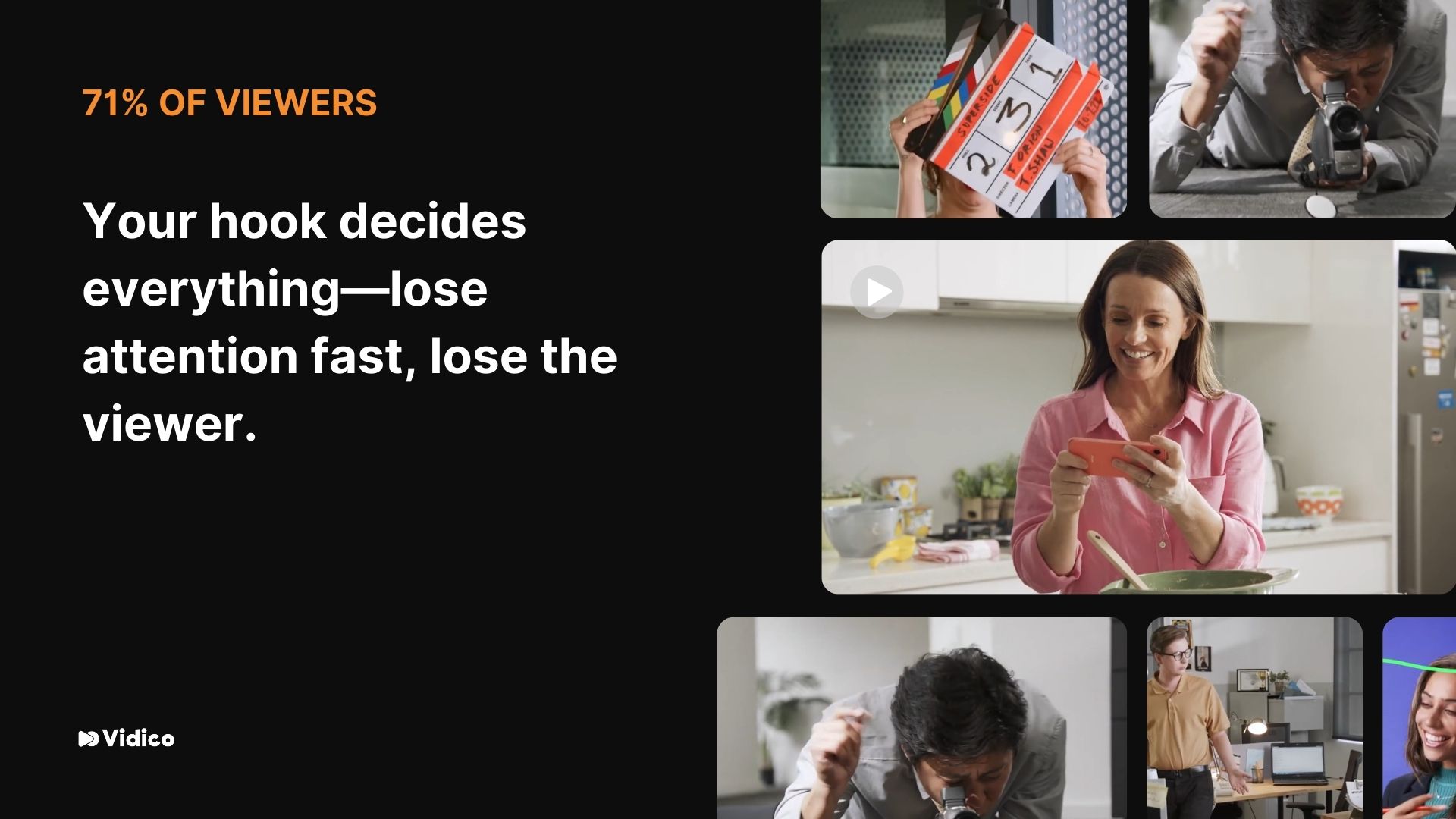 71% of viewers decide within the first few seconds to keep watching