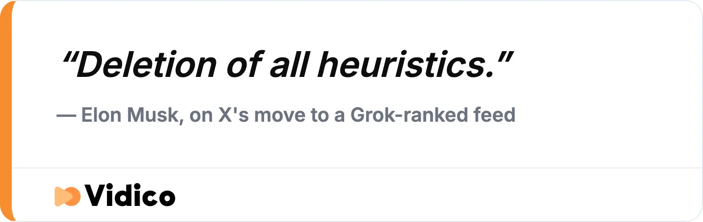 X is replacing its heuristic and machine-learning feed with Grok, so distribution now runs on semantic understanding rather than keyword and hashtag matching.