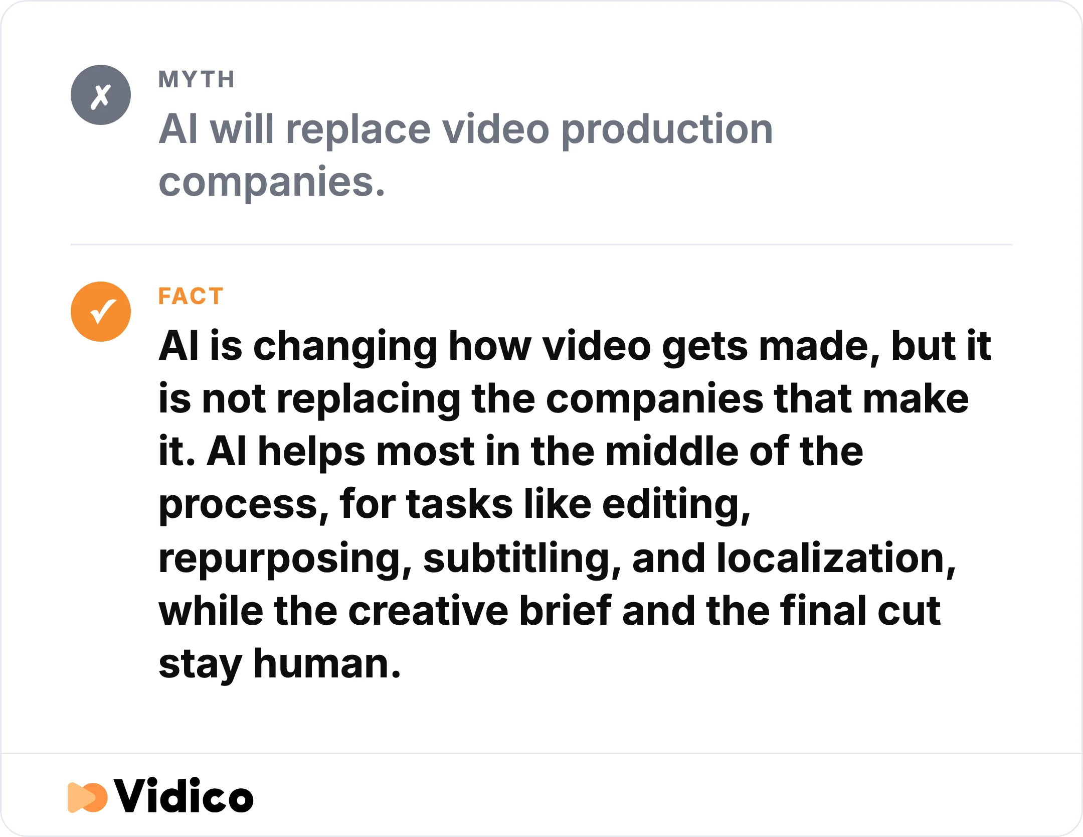 What AI actually changes about video production, according to the article.