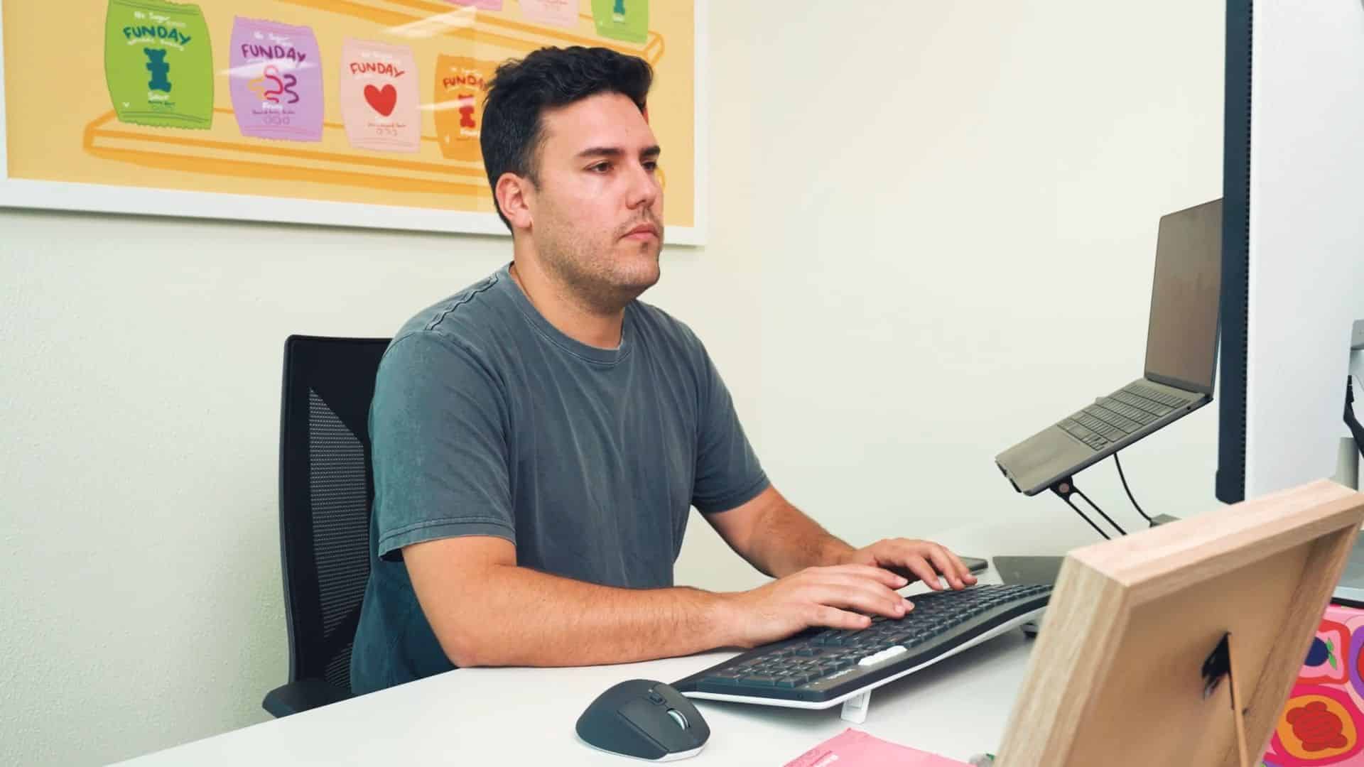 Man Working on his Laptop