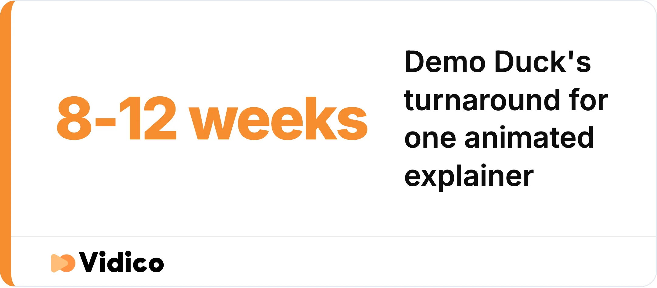 A custom animated explainer from Demo Duck takes about 8 to 12 weeks including revisions.