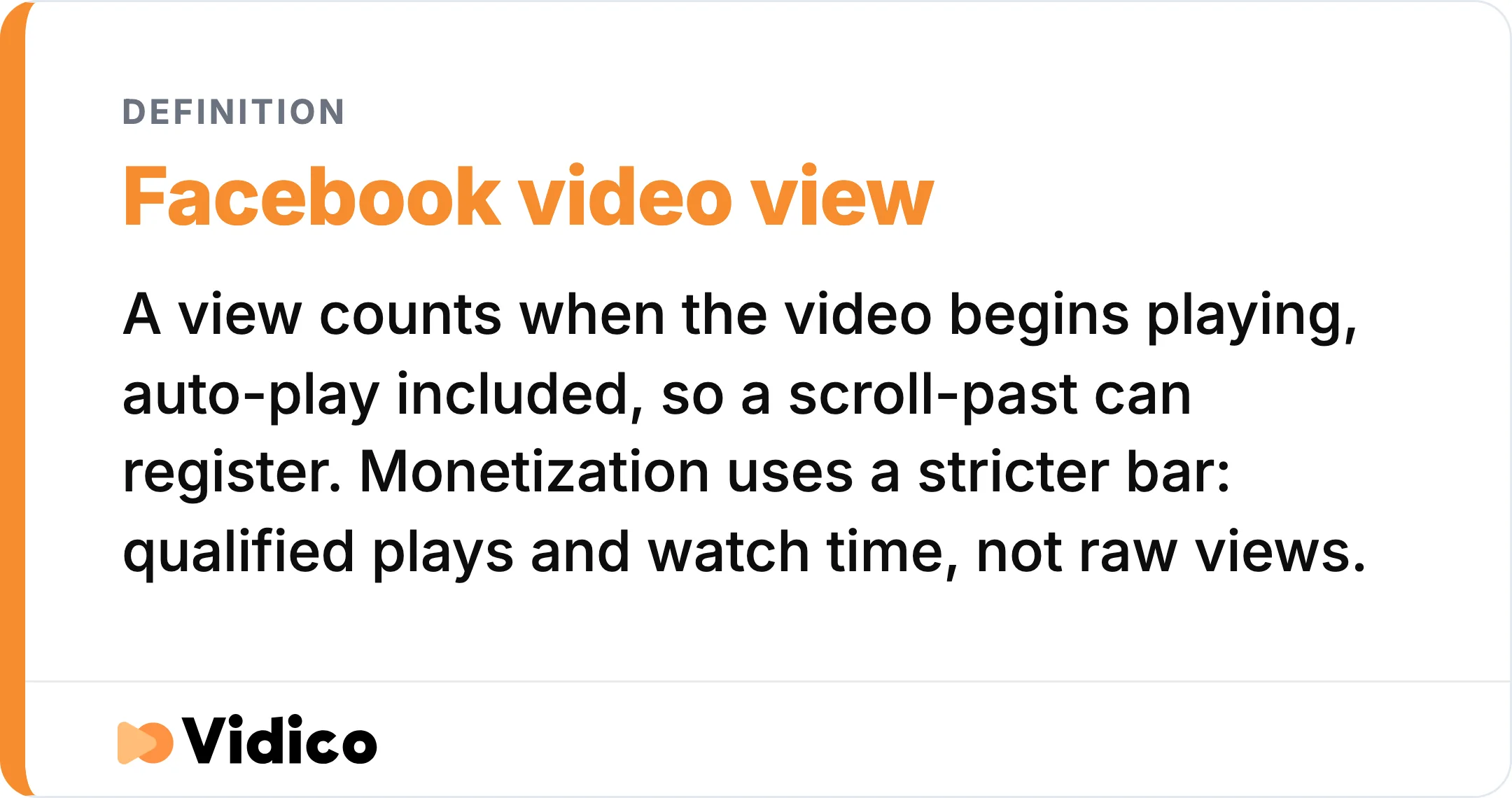 A Facebook view registers as soon as a video starts playing, which is why paid and monetized results run lower than the view count. 